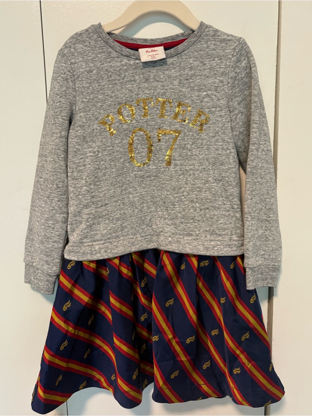 Mini Boden x Harry Potter Seeker Sweatshirt Dress Snitch Sequins Girls Size 5-6Y